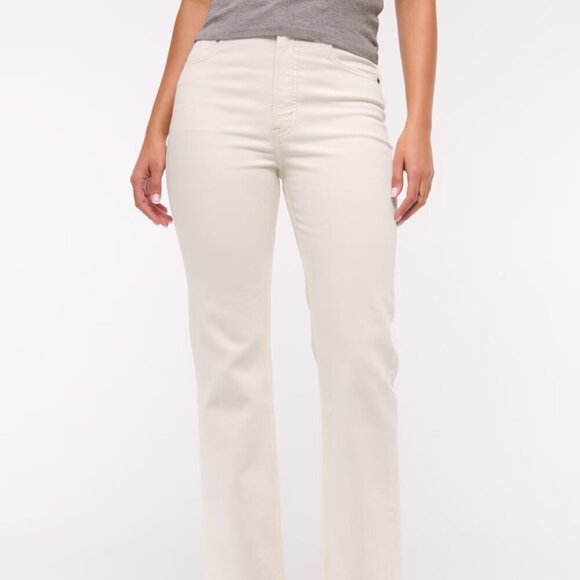 Abercrombie & Fitch Ultra High Rise Ankle Straight Jean- White- Size 28 - Picture 2 of 14